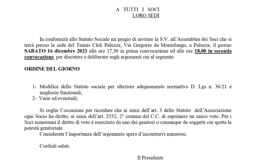 Assemblea straordinaria dei soci